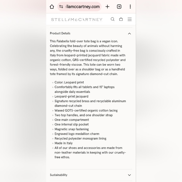 Stella McCartney Falabella Tote Bag in Leopard Print w/Chain Link Straps - Picture 13 of 13